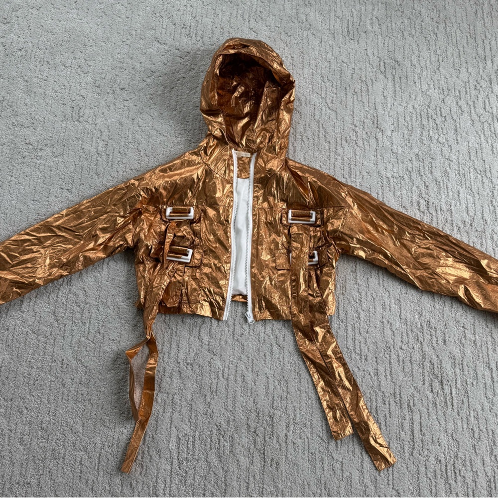 Metallic Bronze Hooded Jacket